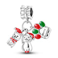 Amarante Jewelry Christmas Kittens "Merry Christmas" Triple Dangle Charm