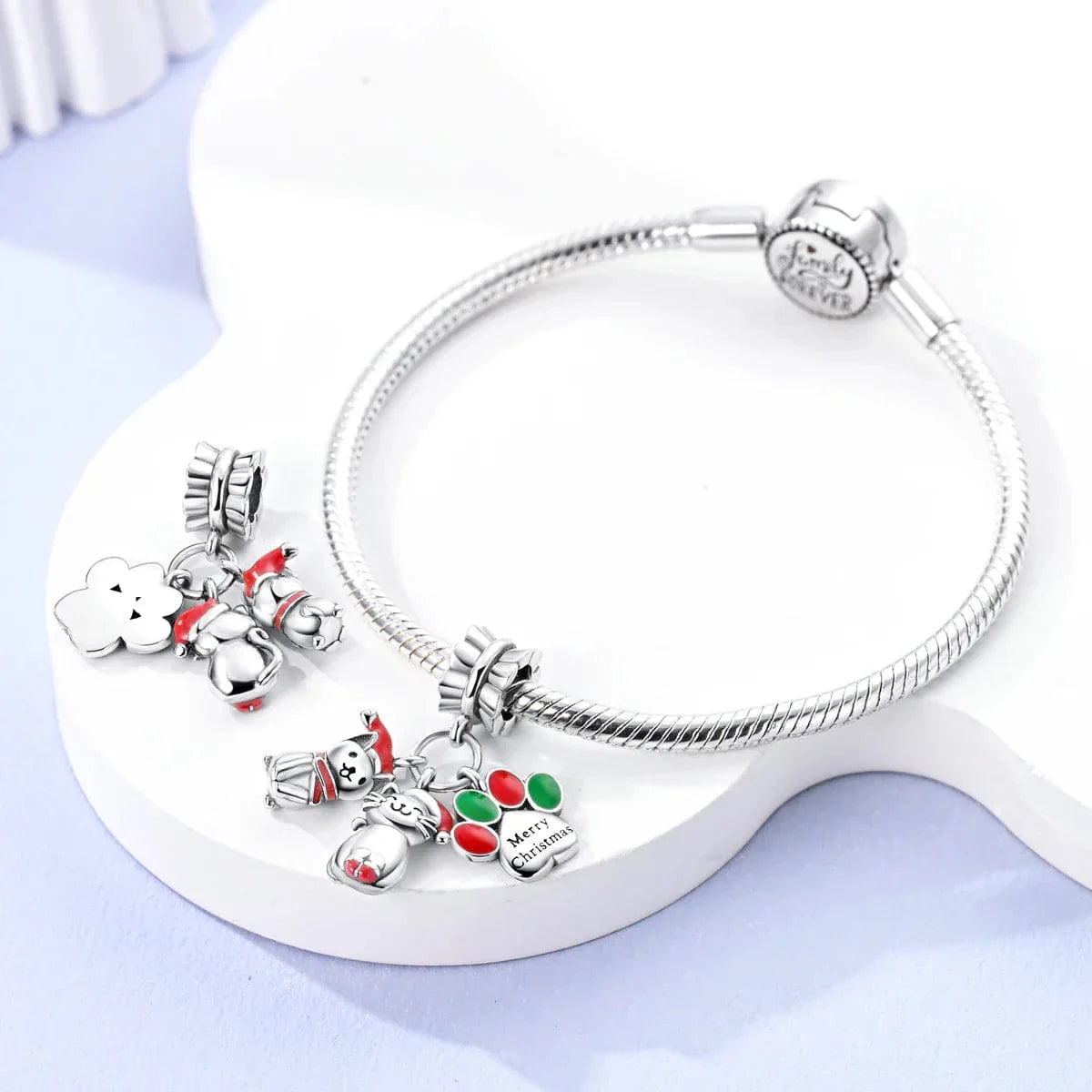 Amarante Jewelry Christmas Kittens "Merry Christmas" Triple Dangle Charm