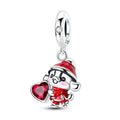 Amarante Jewelry Christmas Puppy with Red Heart Dangle Charm