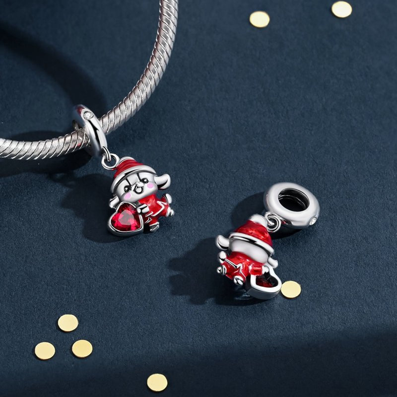 Amarante Jewelry Christmas Puppy with Red Heart Dangle Charm