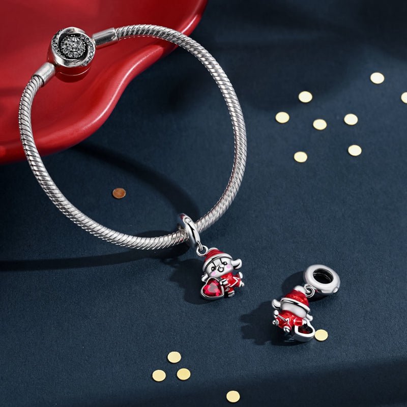 Amarante Jewelry Christmas Puppy with Red Heart Dangle Charm