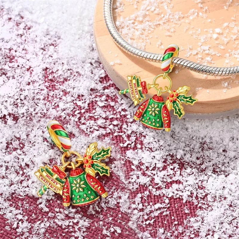 Amarante Jewelry Christmas Sweater, Holly Leaves, and Festive Ornament Charm