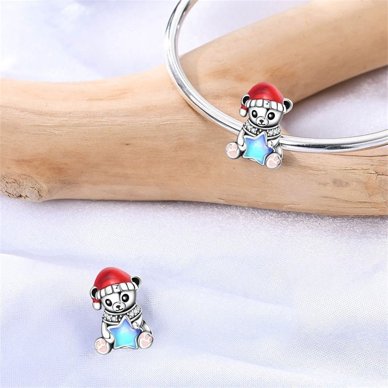 Amarante Jewelry Christmas Teddy Bear with Blue Star Charm