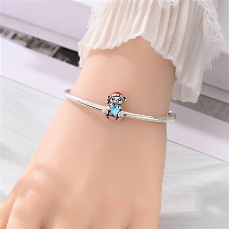 Amarante Jewelry Christmas Teddy Bear with Blue Star Charm