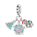 Amarante Jewelry Christmas Tree, Snowflake & Snowman Triple Dangle Charm