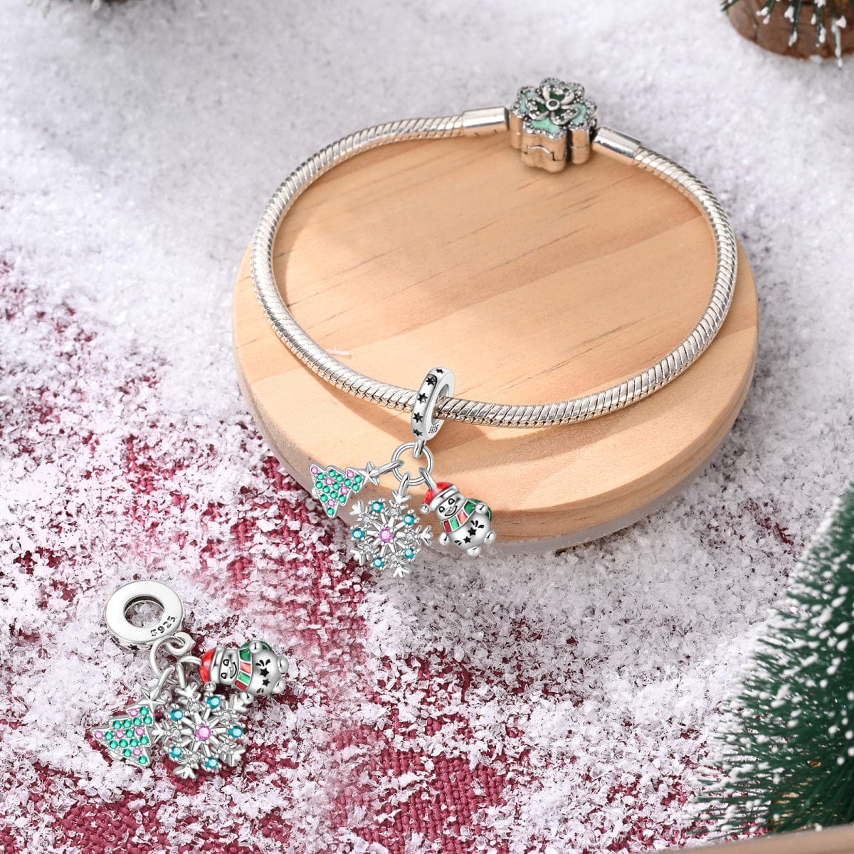 Amarante Jewelry Christmas Tree, Snowflake & Snowman Triple Dangle Charm
