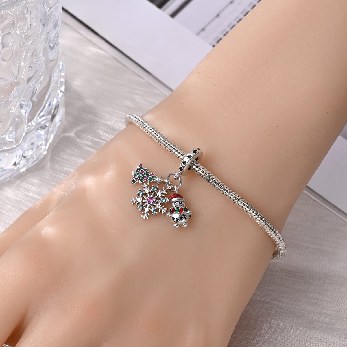 Amarante Jewelry Christmas Tree, Snowflake & Snowman Triple Dangle Charm