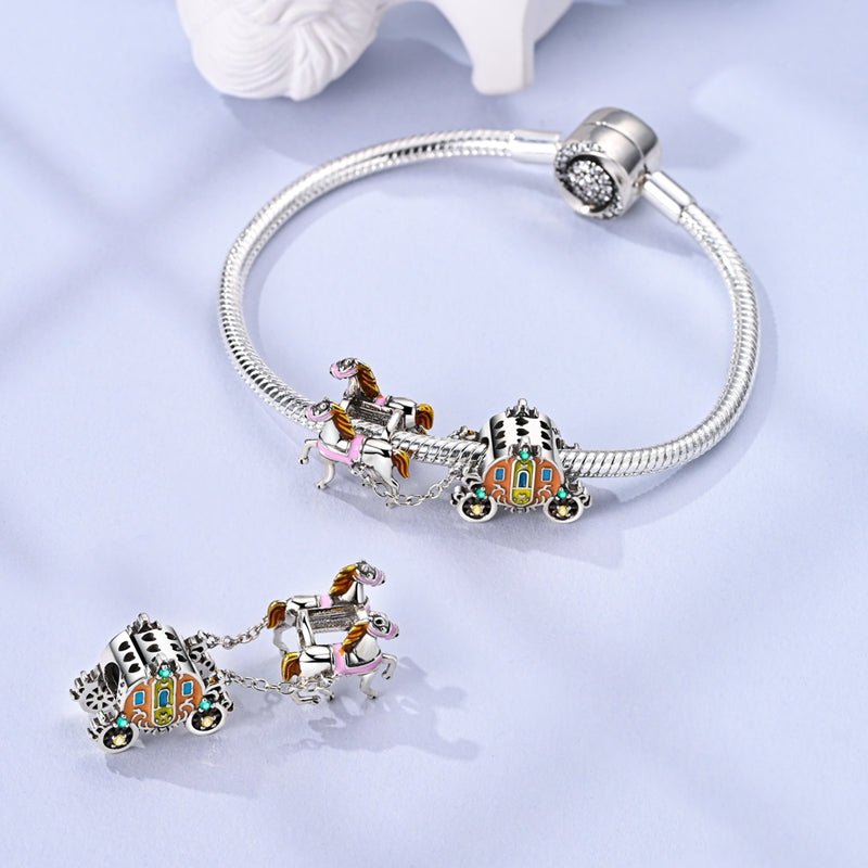 Amarante Jewelry Cinderella Carriage & Horses Dangle Charm