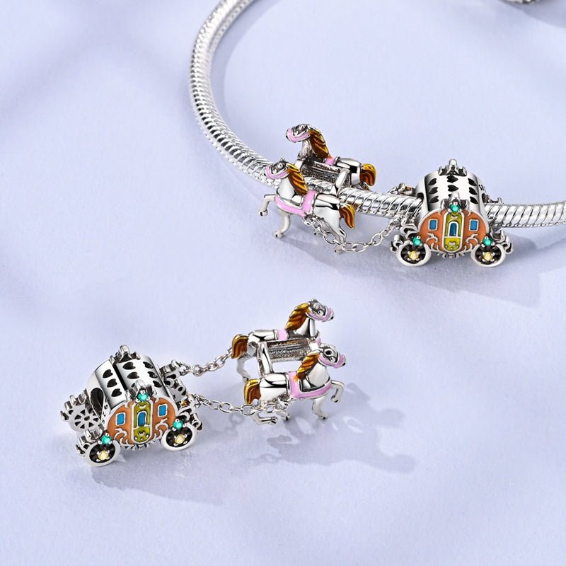 Amarante Jewelry Cinderella Carriage & Horses Dangle Charm