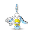 Amarante Jewelry Cinderella with Blue Dress, Glass Slipper, & Carriage Dangle Charm