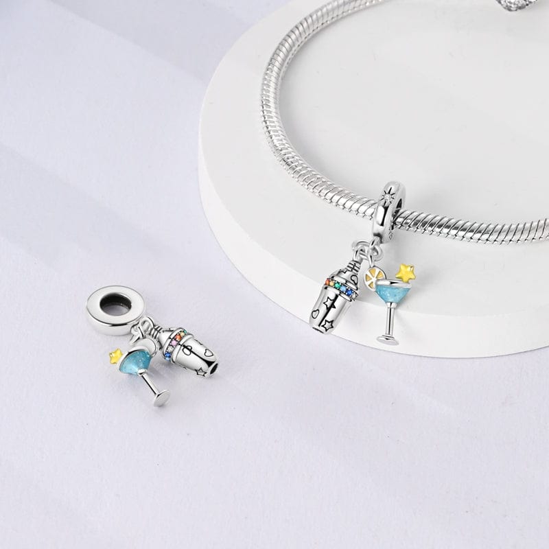 Amarante Jewelry Cocktail Shaker & Martini Glass Dangle Charm