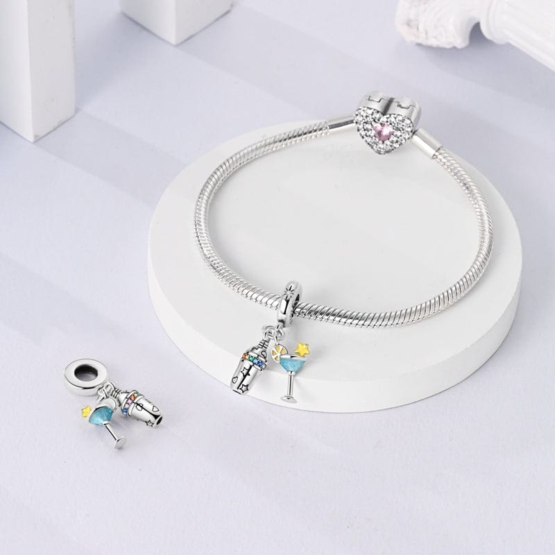 Amarante Jewelry Cocktail Shaker & Martini Glass Dangle Charm