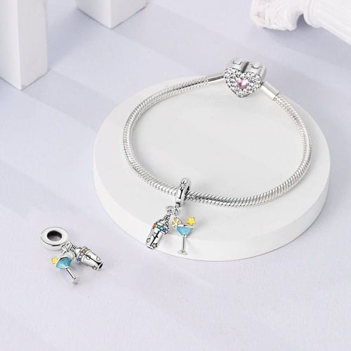 Amarante Jewelry Cocktail Shaker & Martini Glass Dangle Charm