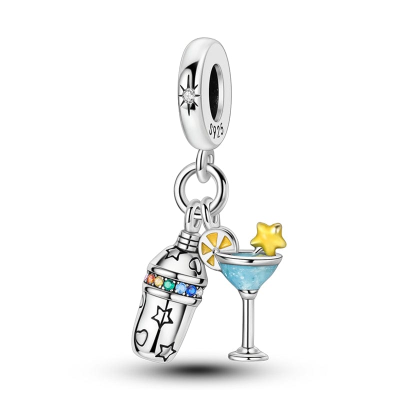 Amarante Jewelry Cocktail Shaker & Martini Glass Dangle Charm