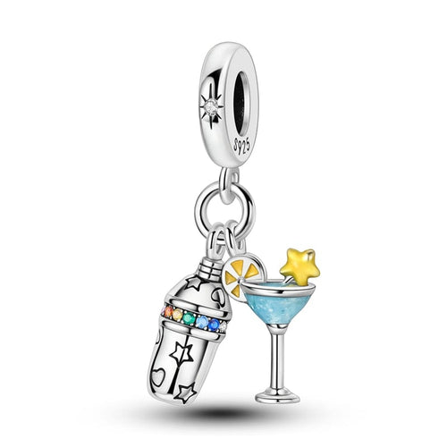 Amarante Jewelry Cocktail Shaker & Martini Glass Dangle Charm