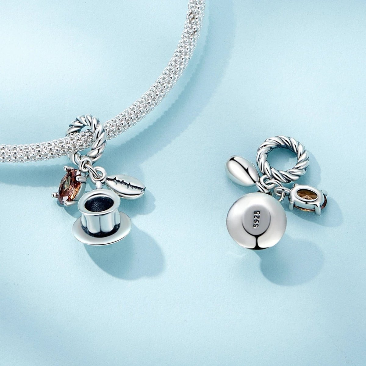 Amarante Jewelry Coffee Cup & Coffee Bean Dangle Charm