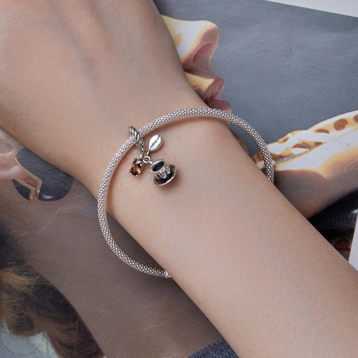 Amarante Jewelry Coffee Cup & Coffee Bean Dangle Charm