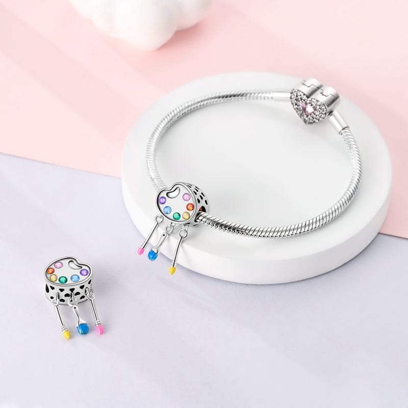 Amarante Jewelry Colorful Artist Palette & Paintbrushes Charm