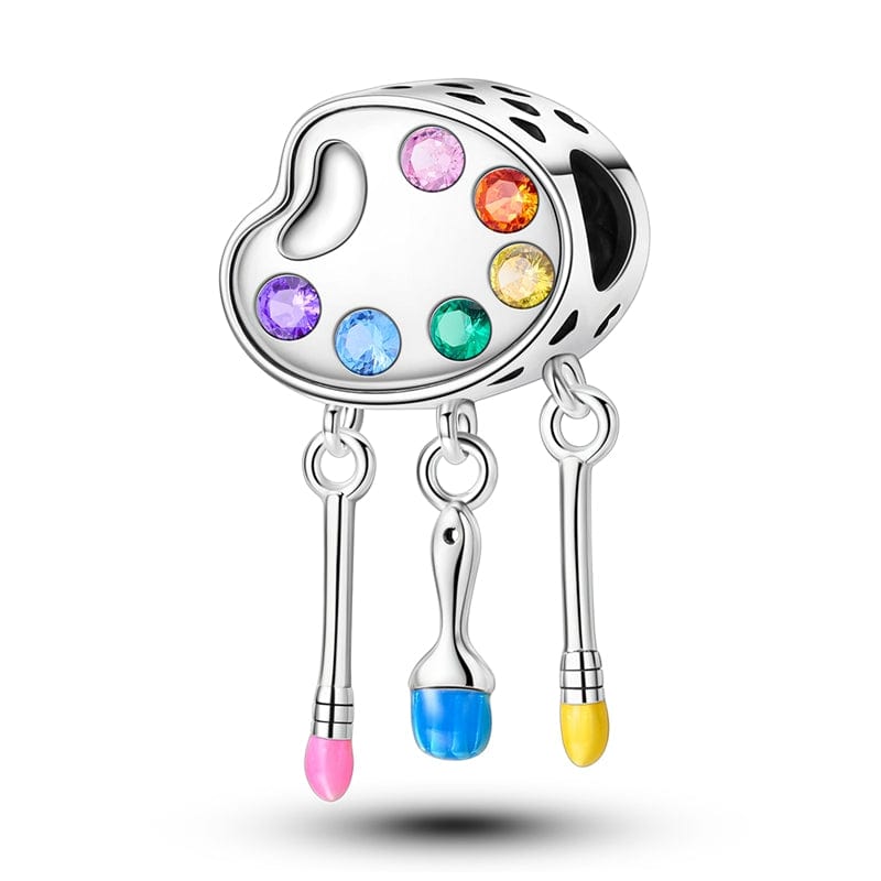 Amarante Jewelry Colorful Artist Palette & Paintbrushes Charm