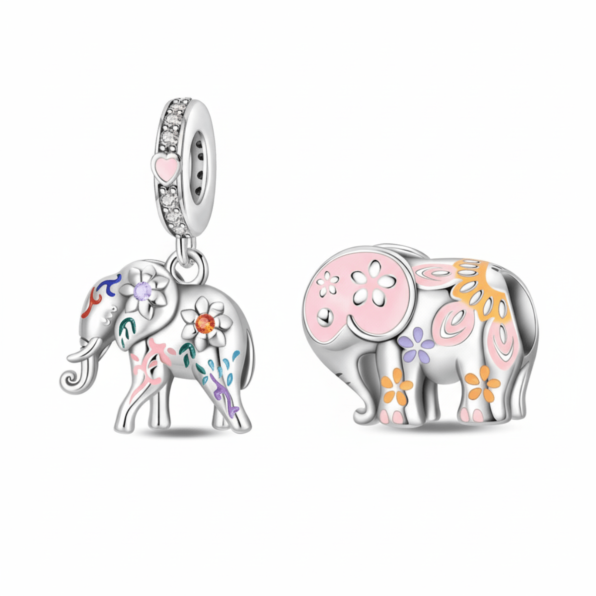 Amarante Jewelry Colorful Elephant Charm Duo