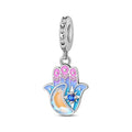 Amarante Jewelry Colorful Hamsa Hand with Moon & Star Dangle Charm