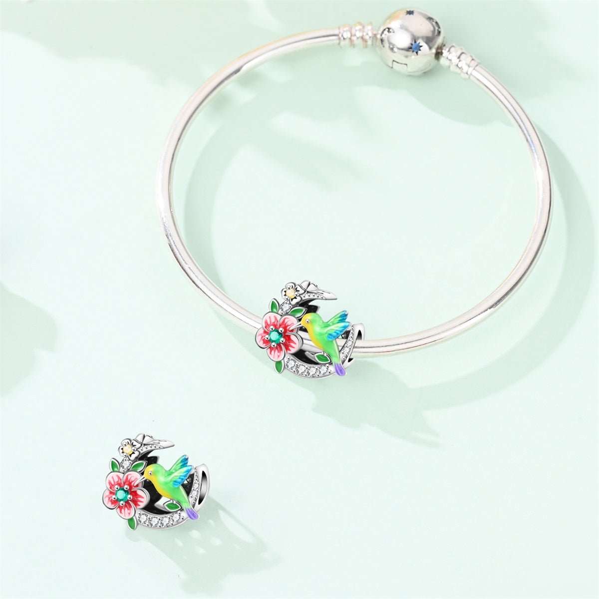 Amarante Jewelry Colorful Hummingbird & Bloom Charm