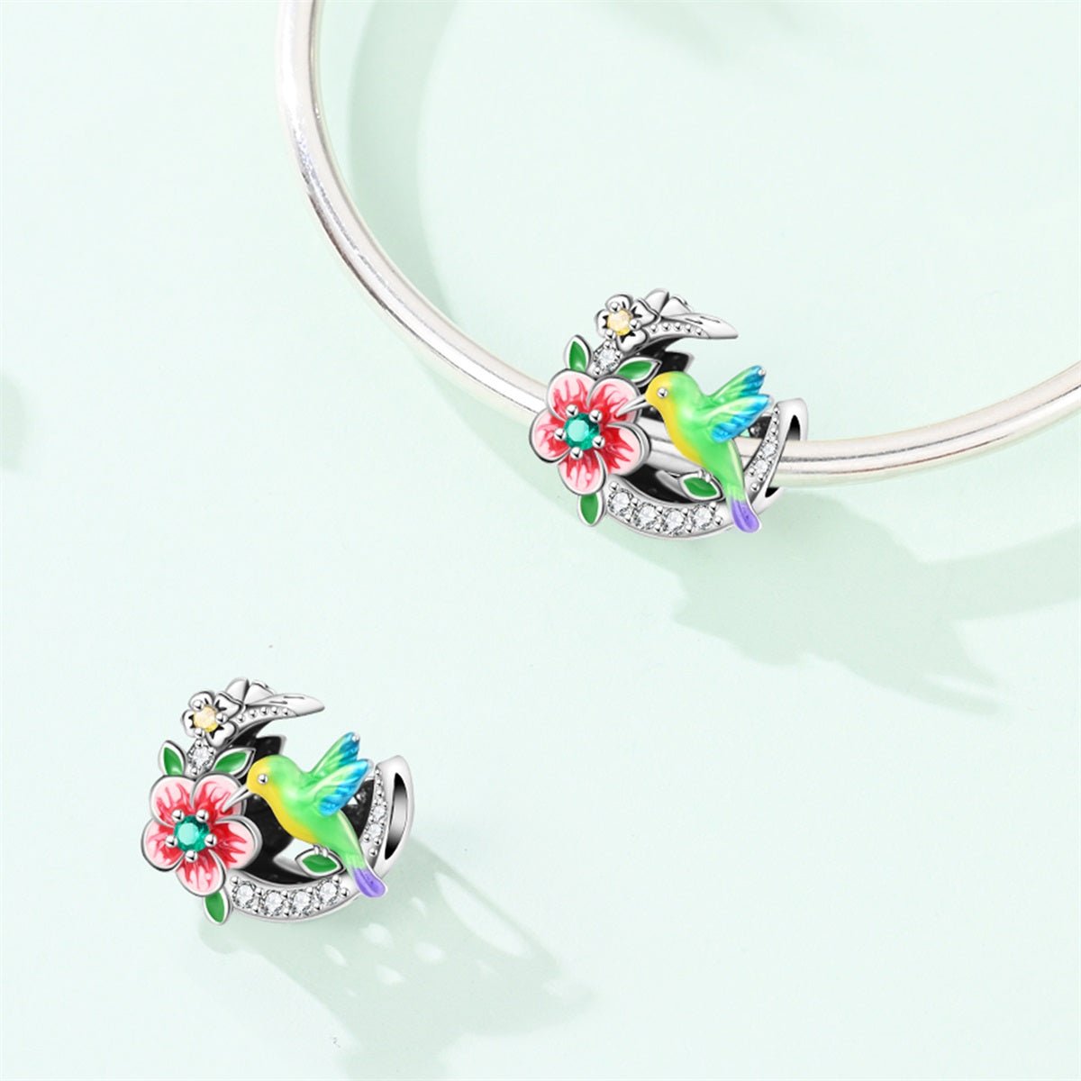 Amarante Jewelry Colorful Hummingbird & Bloom Charm