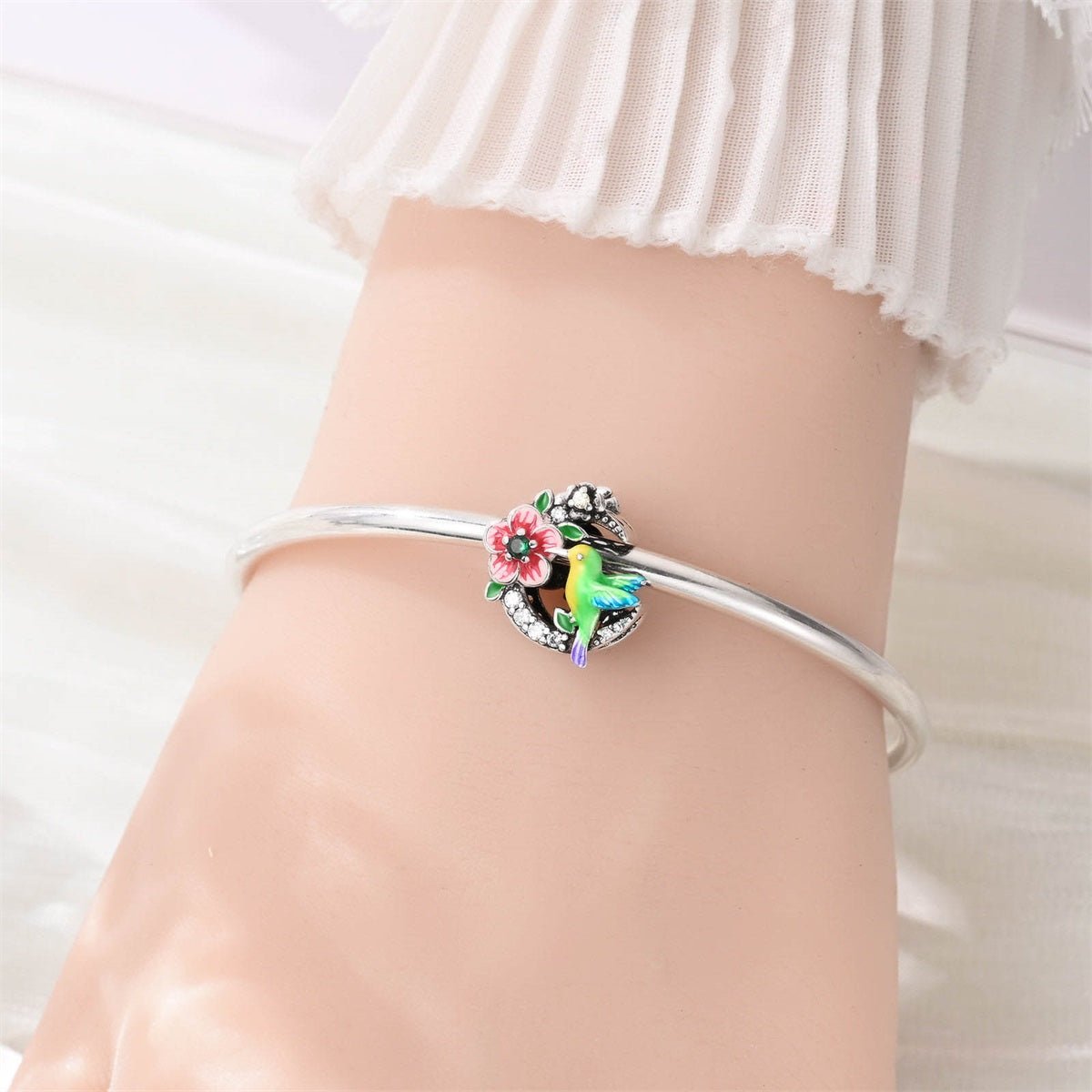 Amarante Jewelry Colorful Hummingbird & Bloom Charm
