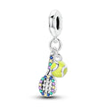 Amarante Jewelry Colorful Tennis Racket & Ball Dangle Charm
