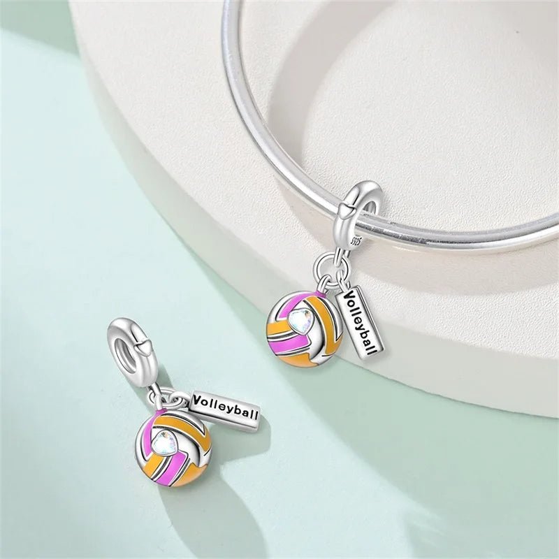 Amarante Jewelry Colorful Volleyball Dangle Charm