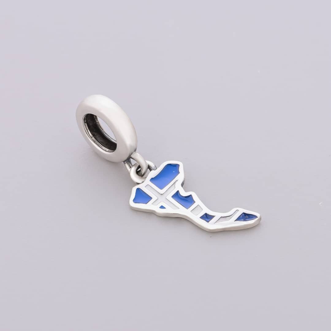 Amarante Jewelry Corfu Island Map Flag Dangle Charm