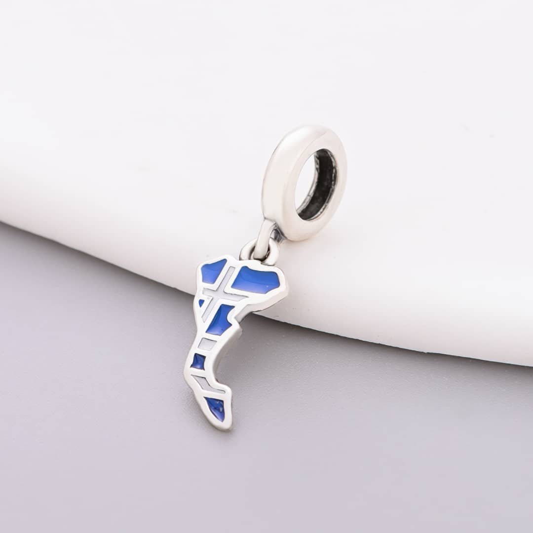 Amarante Jewelry Corfu Island Map Flag Dangle Charm