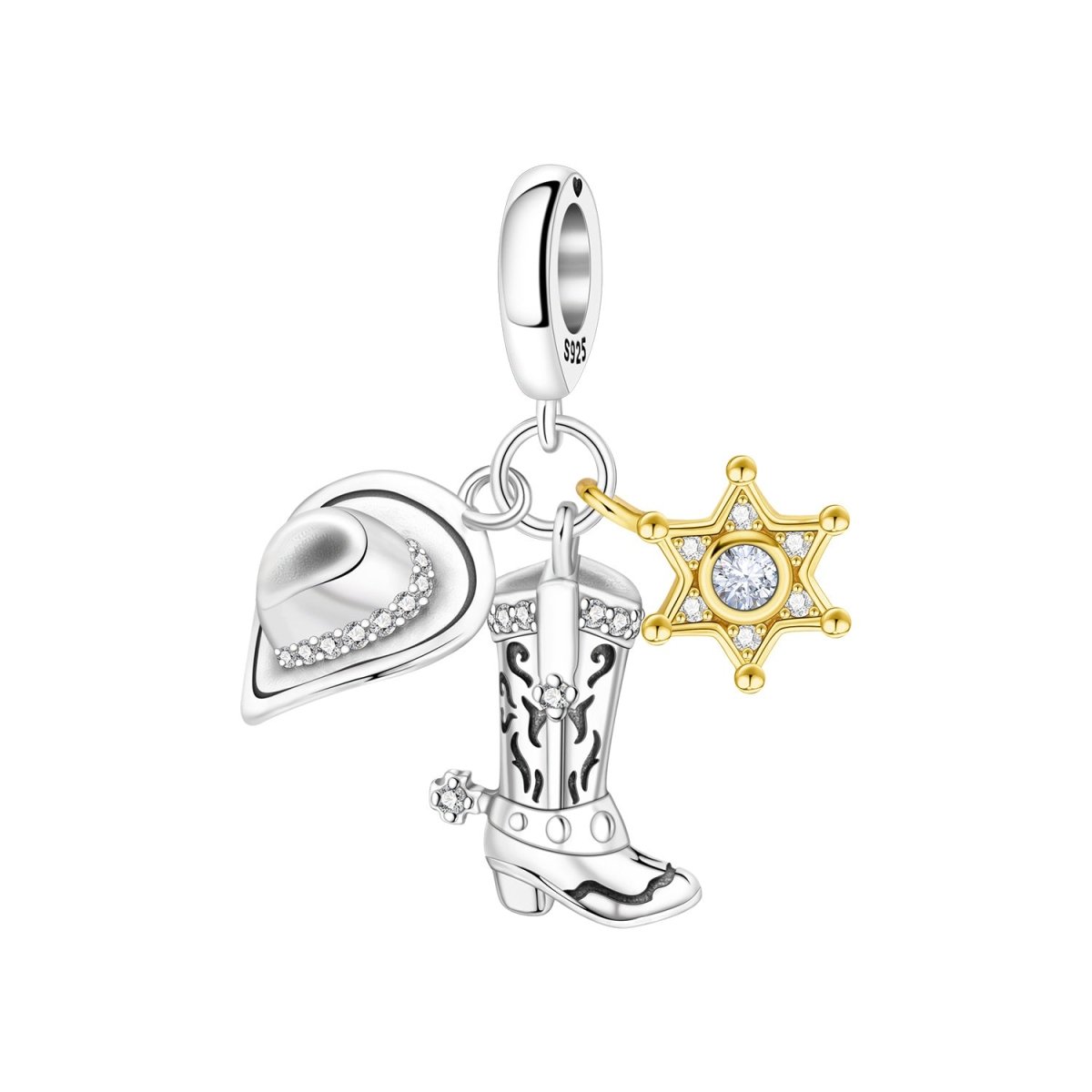 Amarante Jewelry Cowboy Hat, Boot & Sheriff Star Dangle Charm