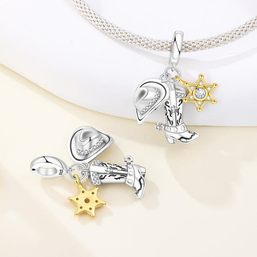 Amarante Jewelry Cowboy Hat, Boot & Sheriff Star Dangle Charm