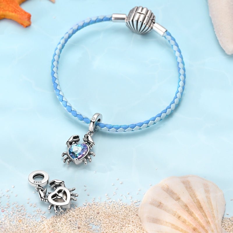 Amarante Jewelry Crab with Heart - Shaped Crystal Dangle Charm