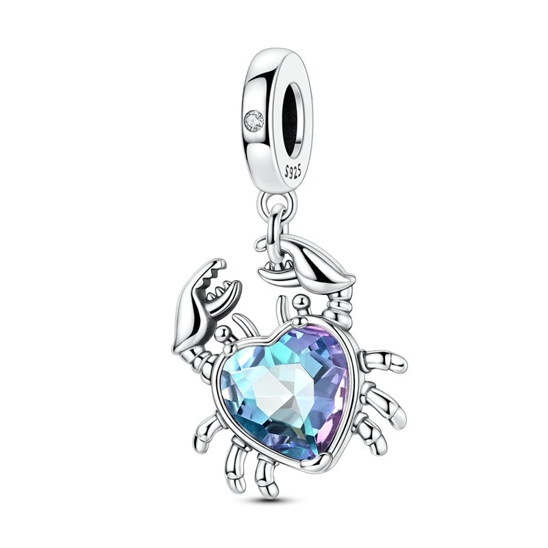 Amarante Jewelry Crab with Heart - Shaped Crystal Dangle Charm