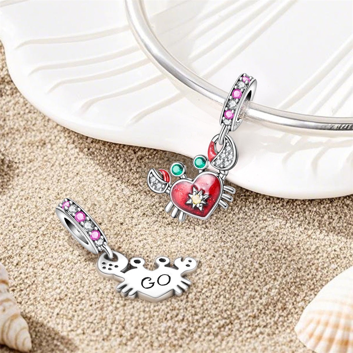 Amarante Jewelry Crab with Heart Shell Dangle Charm