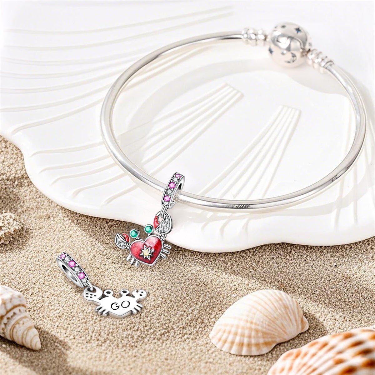 Amarante Jewelry Crab with Heart Shell Dangle Charm