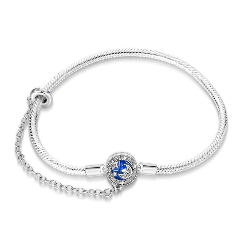 Amarante Jewelry Crescent Moon with Star Bracelet, Blue Enamel and Crystal Accents