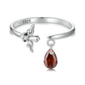 Amarante Jewelry Crimson Teardrop, Sterling Silver Fleur - de - Lis Ring