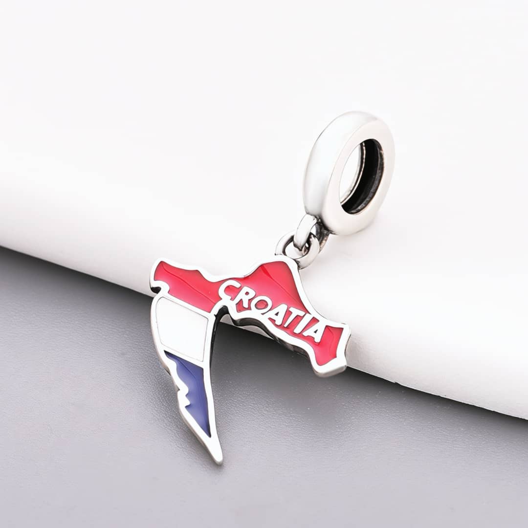 Amarante Jewelry Croatia Map Flag Dangle Charm