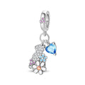 Amarante Jewelry Crystal Cat, Flowers, & Blue Heart Dangle Charm