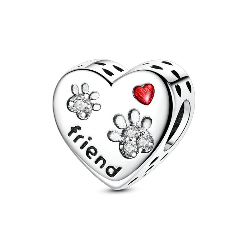 Amarante Jewelry Crystal Paw Print “Friend” Heart Charm