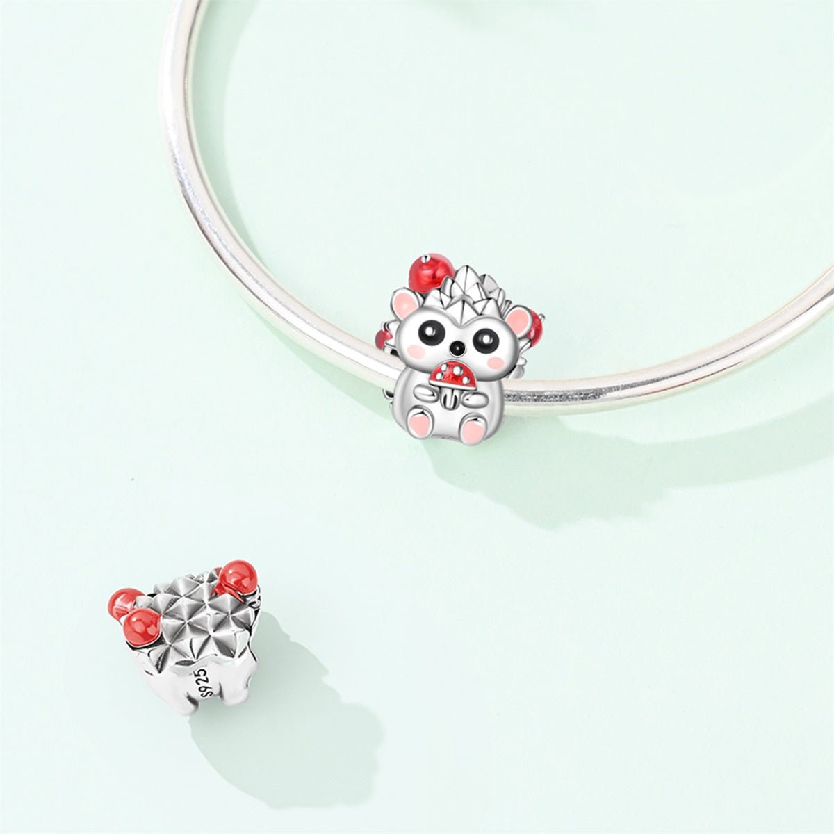 Amarante Jewelry Cute Hedgehog with Mushroom Charm