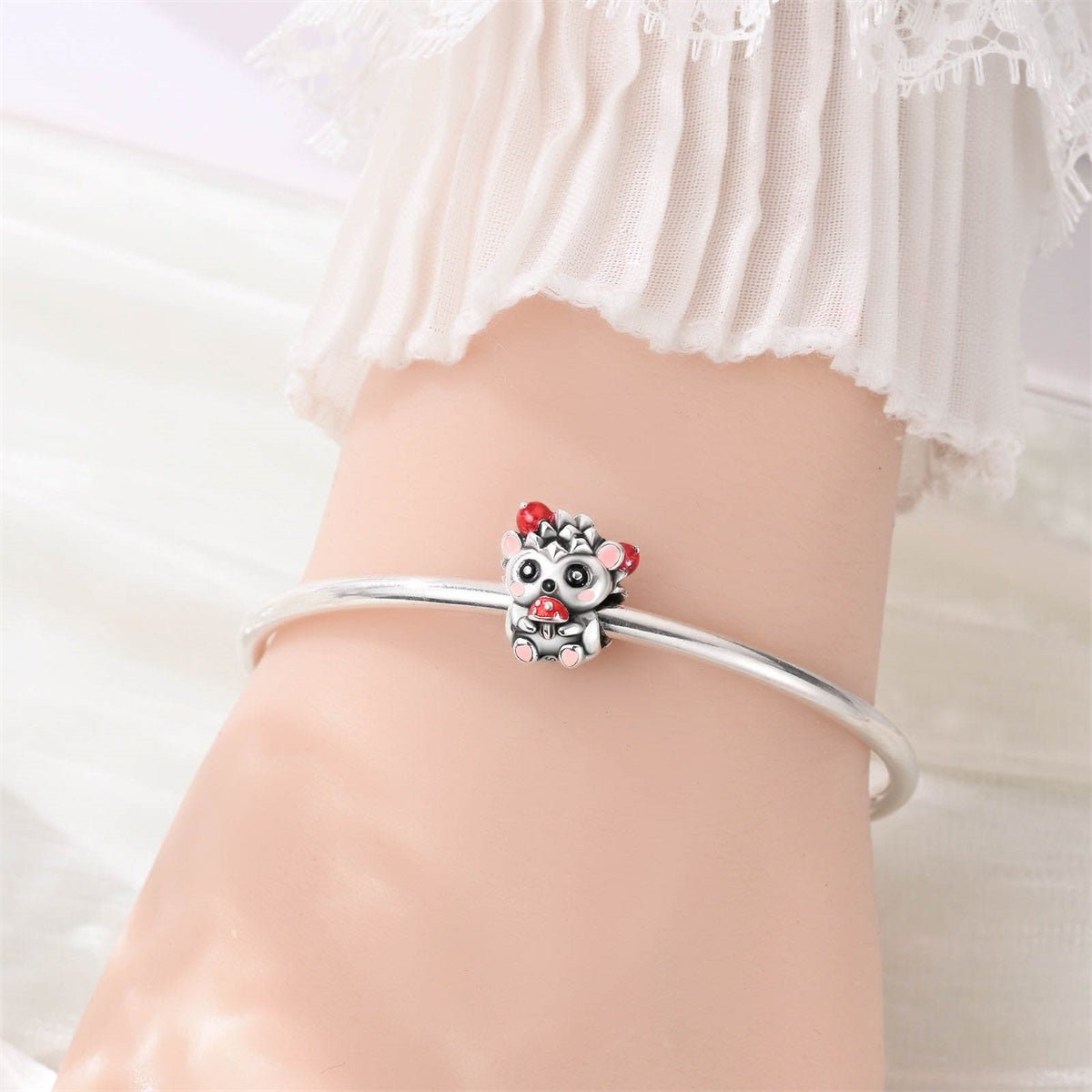 Amarante Jewelry Cute Hedgehog with Mushroom Charm