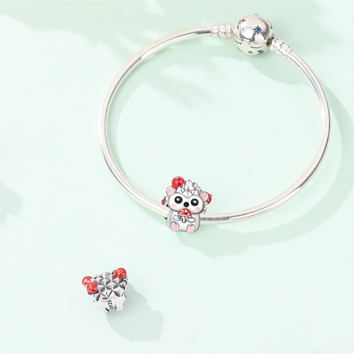 Amarante Jewelry Cute Hedgehog with Mushroom Charm