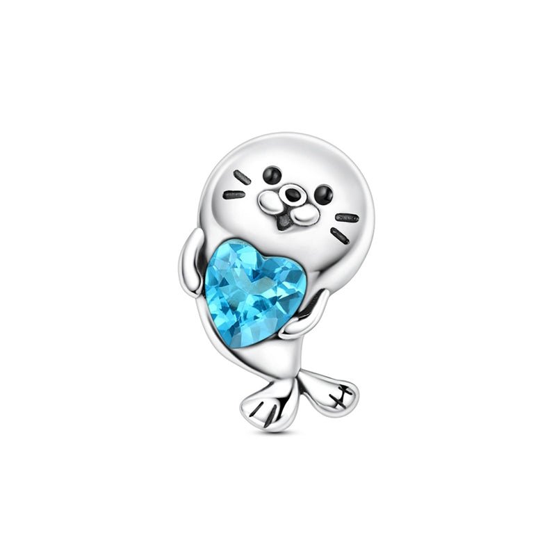 Amarante Jewelry Cute Seal with Blue Heart Charm
