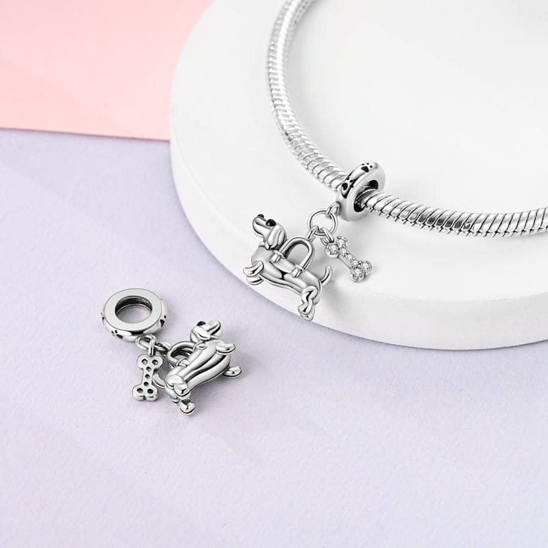 Amarante Jewelry Dachshund & Bone Double Dangle Charm