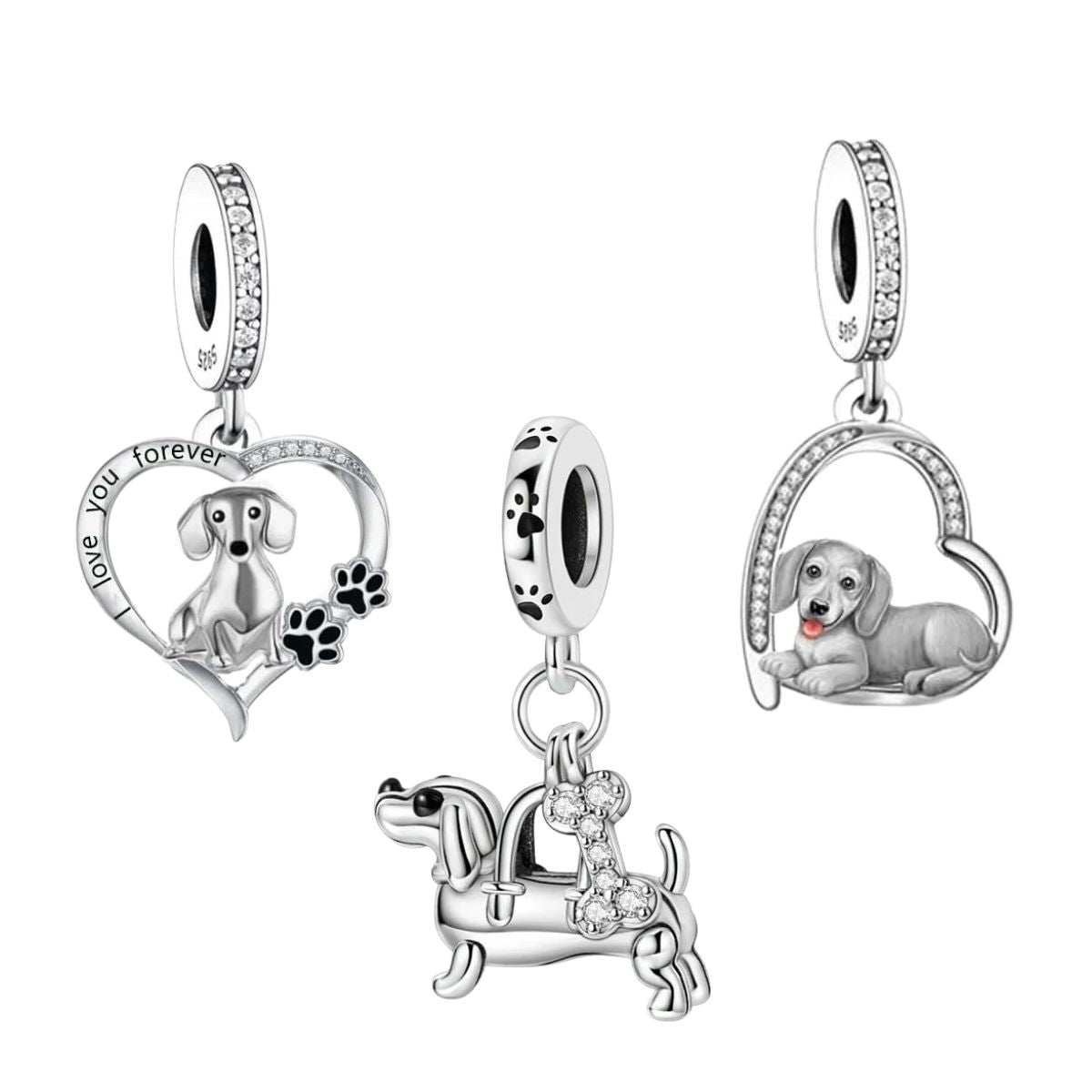 Amarante Jewelry Dachshund Love Trio Dangle Charm Set