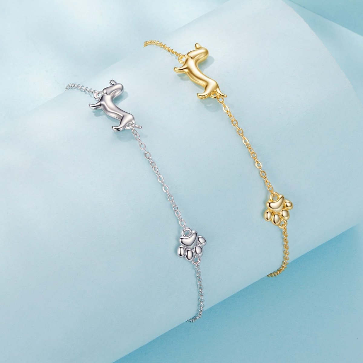 Amarante Jewelry Dachshund & Paw Print Chain Bracelet